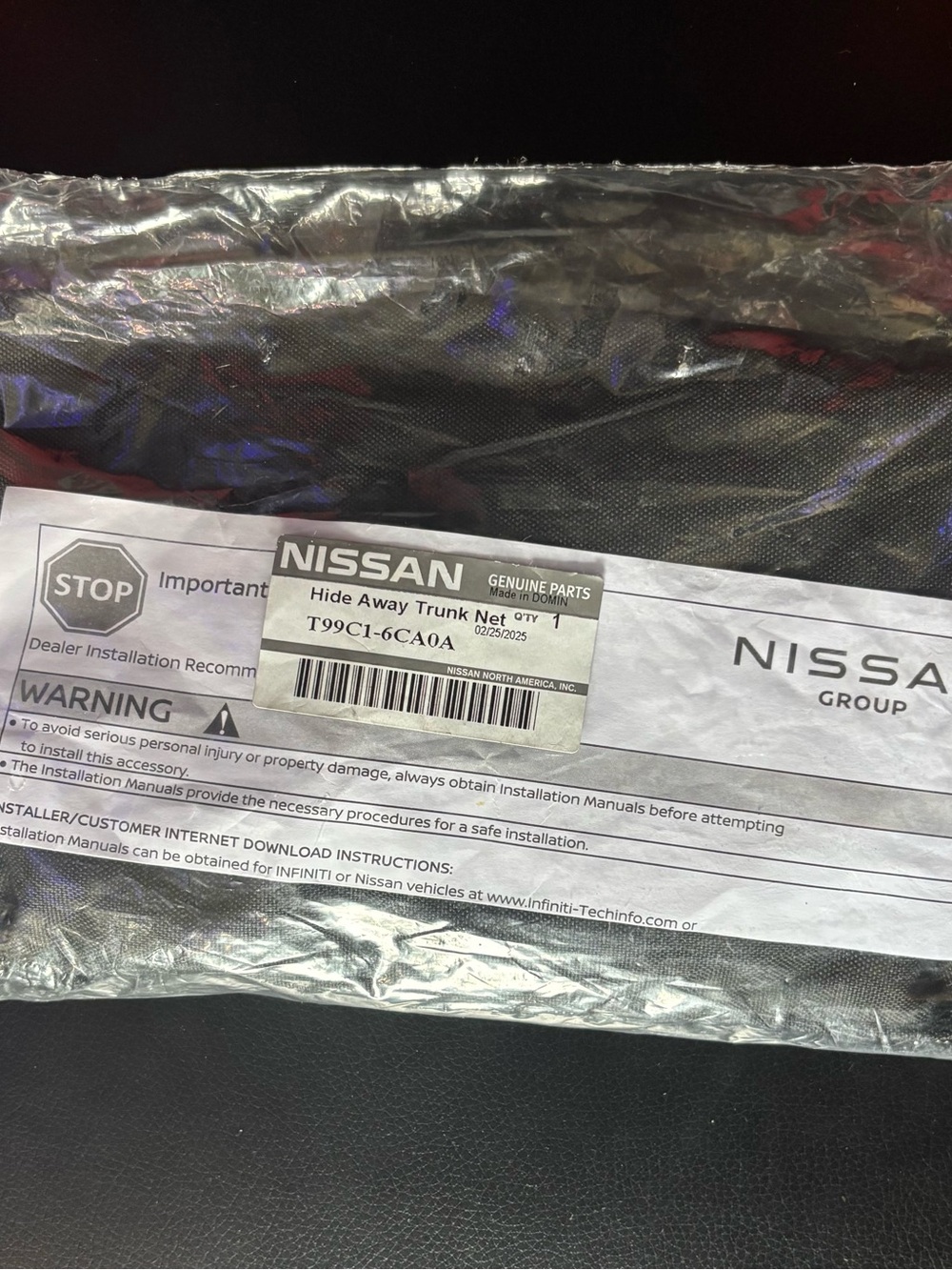 Nissan Hide-Away Trunk Cargo Net (Part Number: T99C1-6CA0A)